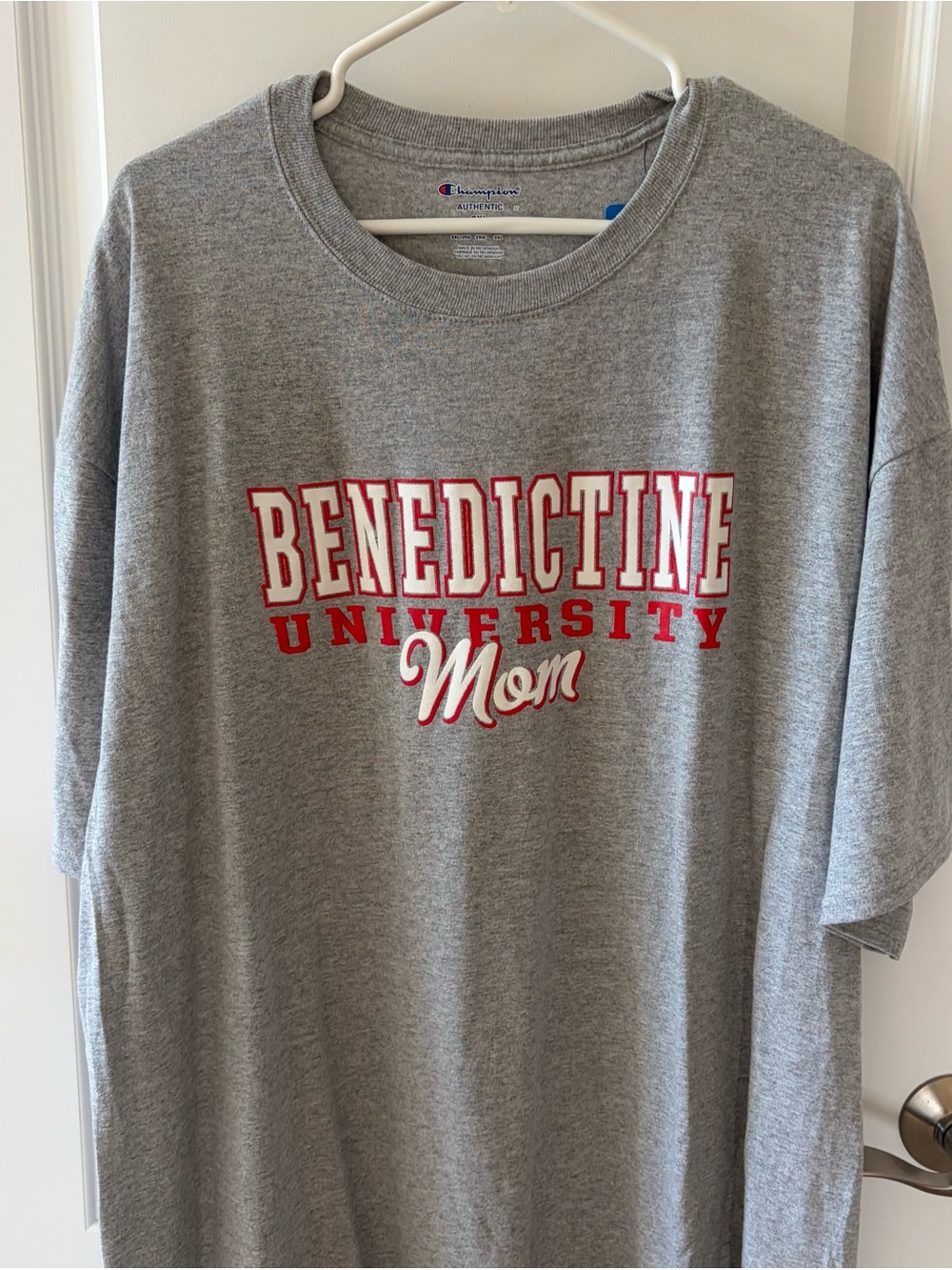 Champion Gray Benedictine University Mom Crewneck T-Shirt
